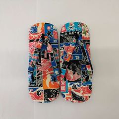 雪駄（せった）　大漁旗プリント　　LLサイズ　leather soled sandals （Setta）