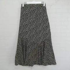 ◇ natural couture 総柄 バックゴム ロング フレア スカート サイズF ブラック ライトイエロー系 レディース E  【1304260013633】