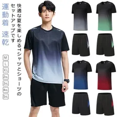 スポーツ 半袖 Tシャツ セットアップ メンズ 冷感 夏 大きいサイズ ハーフパンツ セットアップ ショートパンツ 夏用 ひんやり 上下セット 冷感 吸汗 速乾 スウェット ストレッチ ジャージ ルー BLi1113