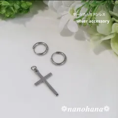 ✴︎ カッコ可愛い揺れ ✴︎ 《 シンプルフープピアス＋クロス付き 》566（サージカルステンレス）