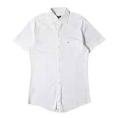 BURBERRY BLACK LABEL バーバリー ブラックレーベル シャツ サイズ:M / ワンポイト ホースマーク 刺繍 半袖 シャツ / ホワイト 白 / トップス カジュアルシャツ【メンズ】【中古】