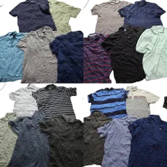 古着卸 まとめ売り ポロシャツ 20枚セット (メンズ 2XL ) キャラクター ミッキー ボーダー ワンポイント 無地 中古 古着 MZ1834