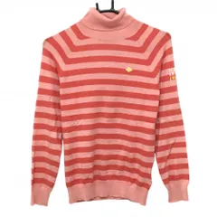 パーリーゲイツ タートルネックセーター ライトピンク×ピンク ボーダー ニット レディース 1(M) ゴルフウェア PEARLY GATES