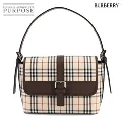 未使用 展示品 バーバリー BURBERRY ノバチェック ショルダー バッグ キャンバス レザー ベージュ ブラウン シルバー 金具 90299444