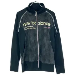 古着 レディースM new balance/ニューバランス トラックジャケット ジャージ フルジップ スポーツ ブラック/ホワイトドット柄 16514-a gl00127