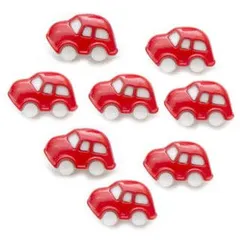 キッズボタン  おもちゃの車 レッド 8個 JT のりもの 自動車 くるまB-0305