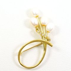 K18YG　ブローチ　brooch　パール（真珠）　ダイヤ　0.04　総重量約5.4g
