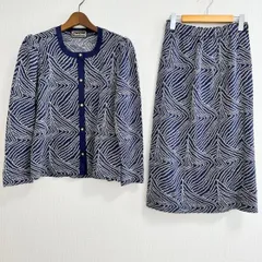 #wnc サイトウトヨコ 斉藤都世子 セットアップ ツーピース スカート 青 ベージュ ニット 金ボタン レディース [819168]