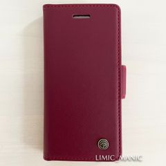 iPhone 6 6s 7 8 SE (第2/第3世代) SE2 SE3 手帳型 スマホ ケース サイドマグネット式 ワインレッド 赤 赤色 スキミング防止 高級PUレザー CaseMe