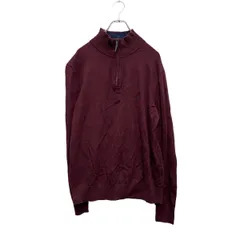 NAUTICA ハーフジップ コットンニット セーター M バーガンディ ノーティカ ハイネック ワンポイントロゴ 古着卸 アメリカ仕入 a605-8283