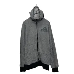 adidas ロゴ スウェット パーカー アディダス L グレー フルジップ 古着卸 アメリカ仕入 a606-6072