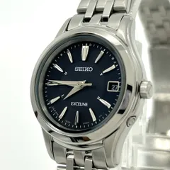 【稼働品/美品】 SEIKO セイコー EXCELINE エクセリーヌ 1B22-0AM0 レディース 腕時計 ソーラー電波 デイト ブラック文字盤 シルバー ステンレススチール アナログ エレガント ドレスウォッチ ビジネス フォーマル クリーニング済 G2
