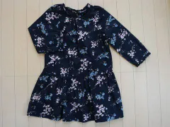 ボンポワン ボンポアン bonpoint アウトレット 子供服 女の子 10歳 約 130cm 140cm 長袖 ワンピース 黒 リバティ 花柄 春 夏 ★3 ガールズ キッズ ジュニア 【中古】 ユーズド リサイクル 古着 子ども服 こども