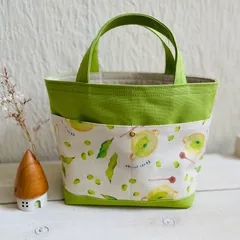 帆布トートバッグ　便利な目隠し布付き（えんどう豆のスープ）⑨