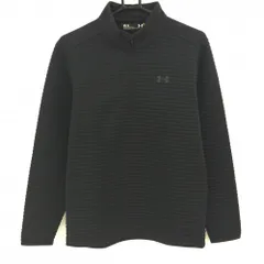 アンダーアーマー ハイネックトレーナー 黒 ボーダー調織生地 ハーフジップ メンズ MD/M ゴルフウェア UNDER ARMOUR