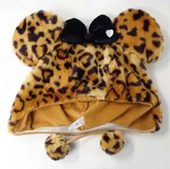 【中古】帽子(キャラクター) ミニー(ヒョウ柄/ブラウン) ボンボン付ファンキャップ(帽子) 「ディズニー」 ディズニーリゾート限定