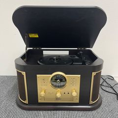 山善 YAMAZEN マルチレコードプレーヤー レコードプレーヤー 2022年製 MRP-M100CR ブラック ゴールド 動作確認済み レトロ バックヤード