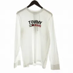トミーヒルフィガー TOMMY HILFIGER TOMMY JEANS タグ付き LONG SLEEVE LOGO T-SHIRT Tシャツ カットソー ロゴ プリント クルーネック 長袖 M 白 ホワイト DM09487 /RO