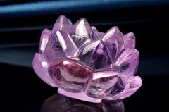 【１点物】繊細彫刻 アメトリン　37x37x27mm　睡蓮花彫刻 台座 置物  _CG6333【宅急便】