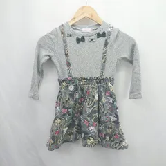 ◇ ⊇ mezzo piano メゾピアノ キッズ 子供服 長袖 膝下丈 ニット ワンピース サイズ120 グレー マルチ 女の子 E  【1506110004666】