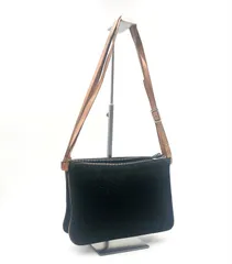 ■美品■稀少■CELINE セリーヌ　Cマカダム　 2連ショルダーバッグ　クラッチバッグ(ポーチ)分離可能　2way スエード　レザー　ブラック　イタリア製　刻印あり　レディース