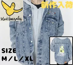 マークゴンザレス ビッグデニムジャケット 【(What it isNt) ART BY MARK GONZALES】ブルー　ブラック　スケボー　ストリートファッション　バナナ　トリ　エンジェル　春新作　2H5-14800  税込・送料込み価格