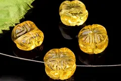 ゴールデンアンバー 11x11mm クローバー (貫通穴) ビーズ 1個売り パワーストーン 天然石 _PRG553