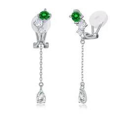 【在庫セール】誕生日 結婚記念日 彼女 プレゼント 高校生 真珠 宝石 4.5mm 女性 揺れる クリップイヤリング 金属アレルギー対応 エメラルド ジュエリー レディース 痛くないイヤリング 5月誕生石 FH.bird