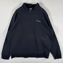 古着 コロンビア Columbia スウェット ハーフジップ トレーナー ワンポイントロゴ刺繍 大きいサイズ プルオーバー  XL  ブラック メンズ