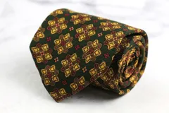 ジェイプレス ブランド ネクタイ 総柄 小紋柄 格子柄 シルク PO メンズ カーキ J.PRESS 【中古】