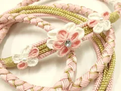 平和屋着物●和装小物　振袖用帯締め　装飾　つまみ細工　ラインストーン　パール　金糸　逸品　未使用　AABC2608ay