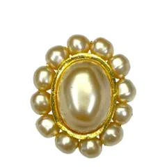 CHANEL シャネル ヴィンテージ 大振り イヤリング アクセサリー ジュエリー 小物 フェイクパール GP ゴールド ホワイト 25 片耳