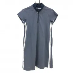 【美品】PGGパーリーゲイツ 半袖ハイネックワンピース 杢ネイビー×白 ハーフジップ レディース 0(S) ゴルフウェア PEARLY GATES