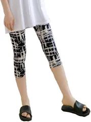 MT's SHOP レギンス 7分丈 レディース 柄物 薄手 通気性 伸縮性 ヨガ 膝丈 フリーサイズ FA325( 格子,  Free Size)