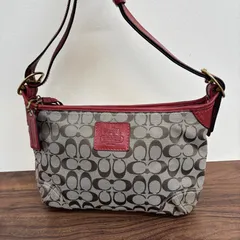 ★ COACH コーチ バック ハンドバック シグネイチャー ベージュ ブラウン レッド キャンバス レザー 12594