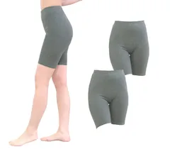 [スマイル ララ] グレー 3分丈 2枚セット L-XL レディース 日本製 綿混 コットン 女性 レギンス パンツ スパッツ ストレッチ 伸縮性 通気性 まとめ買い セット 組 2本 2点セット 2点レギンス 昼 用 無地 [グレー3分丈2個] [L-XL]