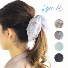 ヘアクリップ/足長め バンスクリップ ゆらゆら シフォン ダブルリボン 花柄 k173☆白/水色/ミント/黒 大きめ ワニクリップ ヘアアクセ 髪飾り ヘアアレンジ アップスタイル【リボン】