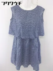 ◇ KUMIKYOKU 組曲 ボーダー ノースリーブ 膝丈 ワンピース サイズ2 ネイビー ホワイト レディース  【中古】 【1112020000782】