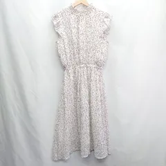 ◇ ⊂ continuer de NICE CLAUP 総柄 ロング丈 ワンピース サイズF ベージュ パープル レディース E  【1409240013594】