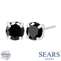 [シアーズ] ピアス メンズ レディース ユニセックス ブラック キュービックジルコニア 5mm シルバー925 シルバーピアス Sears