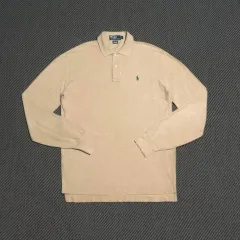 M Polo ポロ Ralph Lauren(ラルフローレン) ベージュ 長袖 コットン ポロTシャツ