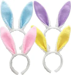 Cicogna うさ耳 カチューシャ ウサギ カラフル バニーガール コスプレ コスチューム ピンク+ブルー+イエロー+パープル( 4色セット(ピンク+ブルー+イエロー+パープ,  Free Size)