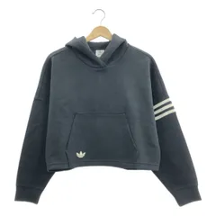 【美品】  adidas / アディダス | NEUCLASSICS クロップド スウェットパーカー | L | ブラック | レディース
