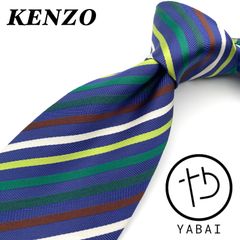 美品✨ケンゾー　ネクタイ　ストライプ　ネイビー　シルク100% ハイブランド