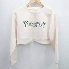 ◇ ⊇ ems excite エムズエキサイト 刺繍 ショート丈 長袖 スウェット トレーナー サイズF ベージュ レディース E  【1506300022630】