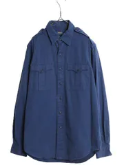 【お得なクーポン配布中!】 ポロ ラルフローレン 長袖 オフィサー シャツ メンズ M 長袖シャツ ステンシル ヴィンテージ ミリタリー タイプ ポニー無し エポレット 紺