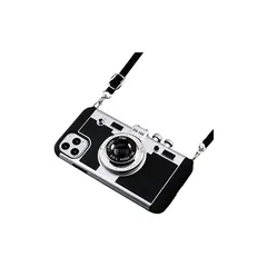 UnnFiko iPhone 14 Pro ケース カメラデザイン おしゃれ レトロ 3D ハードケース おもしろい 携帯保護カバー 6.1インチ アイフォン 14 Pro ケース ネックストラップ付き (iPhone 14 Pro, ブラック) 1