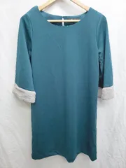 ◇ ＆ by P&D アンドバイピー フェイクファー フォーマル 七分袖 ミニ ワンピース サイズM グリーン系 レディース P  【1407260005483】