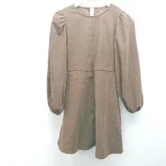 ◇ GRL グレイル ラウンドネック 厚手 無地 長袖 ミニ ワンピース サイズS ブラウン レディース E  【1310050029685】