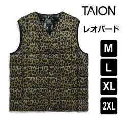 TAION タイオン メンズ レオパード m l xl xxl インナーダウンベスト インナーダウン 001 スノボ スキー 深め 秋冬 防寒 大きいサイズ 秋 冬 無地 コットン カジュアル 旅行